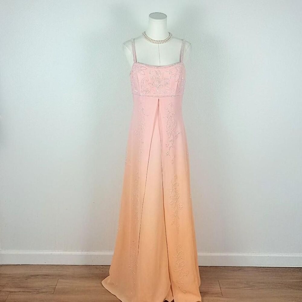 Y2K Sunset Ombre Pearly Beaded Fairy Prom Dress